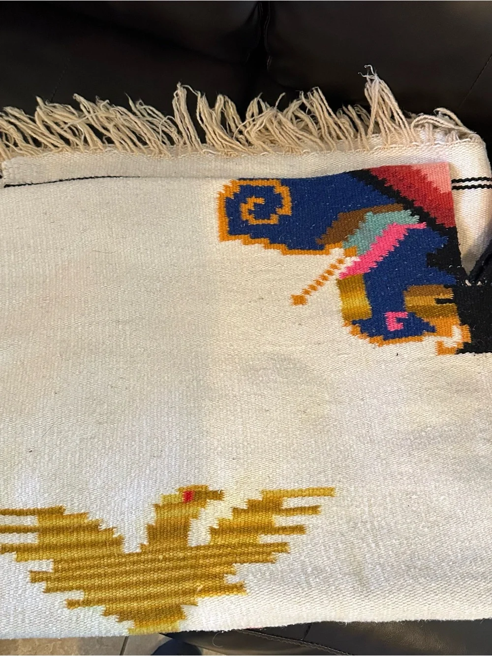 Handwoven Vintage Wood Mexican Poncho Blanket JORONGO